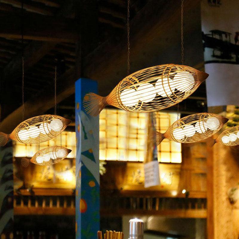 Bamboo Fish Shaped Ceiling Lighting South-east Asia Chandelier - Rebooters