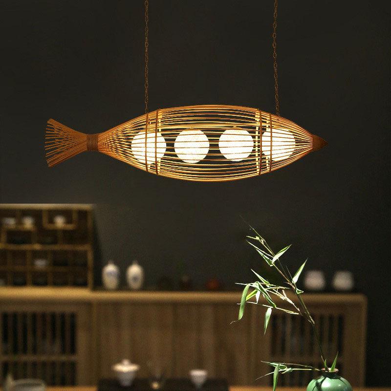 Bamboo Fish Shaped Ceiling Lighting South-east Asia Chandelier - Rebooters