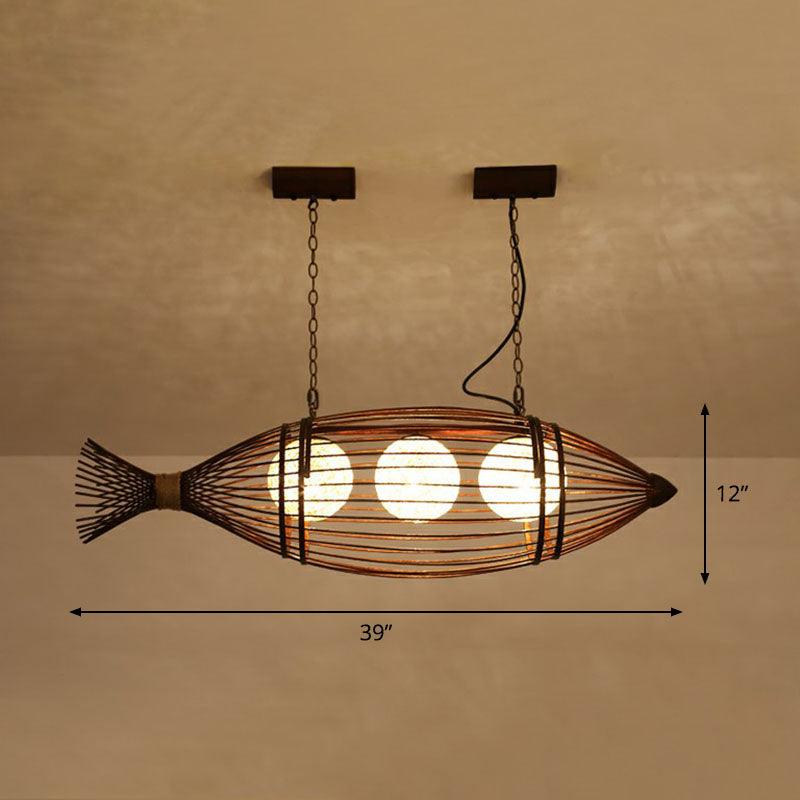 Bamboo Fish Shaped Ceiling Lighting South-east Asia Chandelier - Rebooters