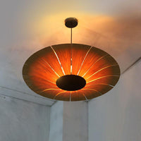 Asian Style Umbrella Chandelier Light Wood 3 Bulbs Fixture - Rebooters