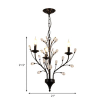 3/6/9 Lights Dining Room Chandelier Lamp Modern Black Iron Crystal - Rebooters