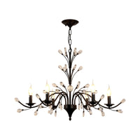 3/6/9 Lights Dining Room Chandelier Lamp Modern Black Iron Crystal - Rebooters