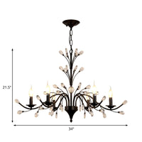 3/6/9 Lights Dining Room Chandelier Lamp Modern Black Iron Crystal - Rebooters
