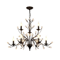 3/6/9 Lights Dining Room Chandelier Lamp Modern Black Iron Crystal - Rebooters