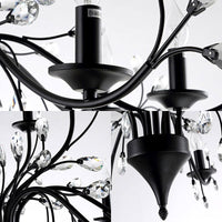 3/6/9 Lights Dining Room Chandelier Lamp Modern Black Iron Crystal - Rebooters