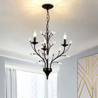 3/6/9 Lights Dining Room Chandelier Lamp Modern Black Iron Crystal - Rebooters