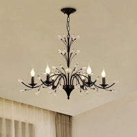 3/6/9 Lights Dining Room Chandelier Lamp Modern Black Iron Crystal - Rebooters