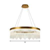 16"/23.5"/31.5" Dia Simple Ring Crystal Icicles Chandelier Gold - Rebooters