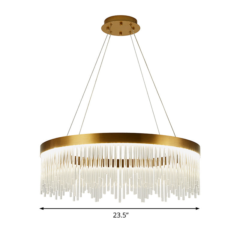 16"/23.5"/31.5" Dia Simple Ring Crystal Icicles Chandelier Gold - Rebooters