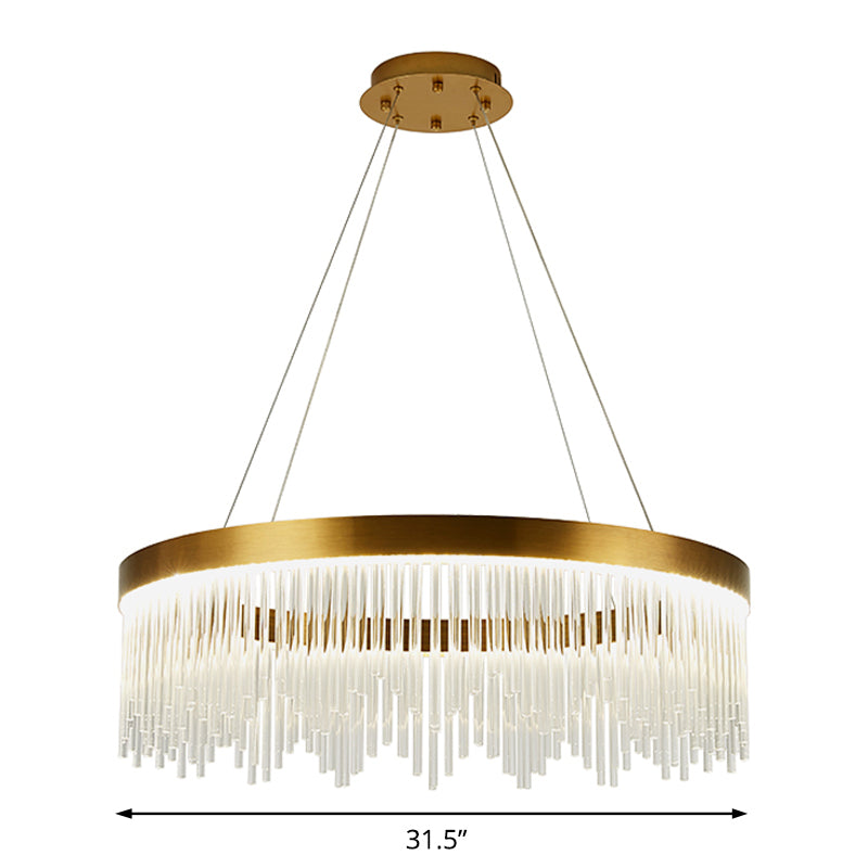 16"/23.5"/31.5" Dia Simple Ring Crystal Icicles Chandelier Gold - Rebooters