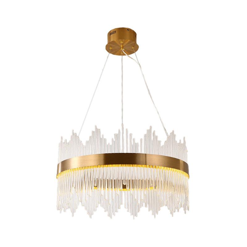 Adjustable Crystal Wavy Icicle Chandelier Lamp Simple 23.5" W LED Gold Ceiling Light Fixture - Rebooters