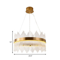 Adjustable Crystal Wavy Icicle Chandelier Lamp Simple 23.5" W LED Gold Ceiling Light Fixture - Rebooters