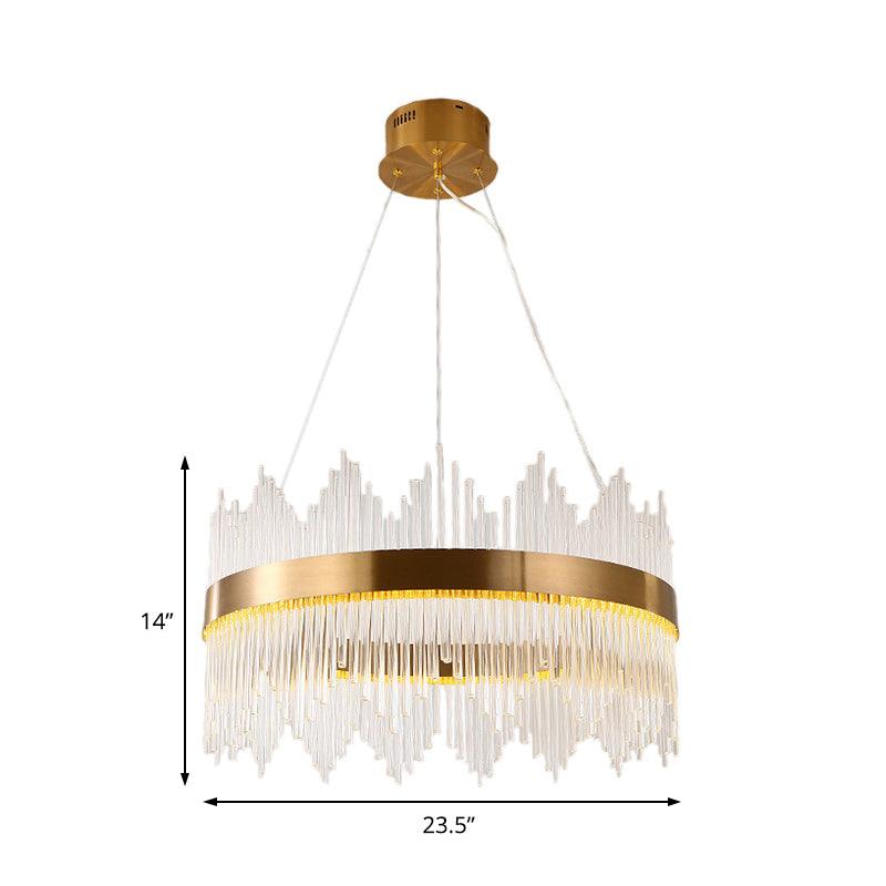 Adjustable Crystal Wavy Icicle Chandelier Lamp Simple 23.5" W LED Gold Ceiling Light Fixture - Rebooters