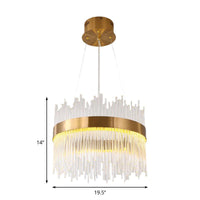 Adjustable Crystal Wavy Icicle Chandelier Lamp Simple 23.5" W LED Gold Ceiling Light Fixture - Rebooters