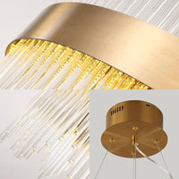 Adjustable Crystal Wavy Icicle Chandelier Lamp Simple 23.5" W LED Gold Ceiling Light Fixture - Rebooters