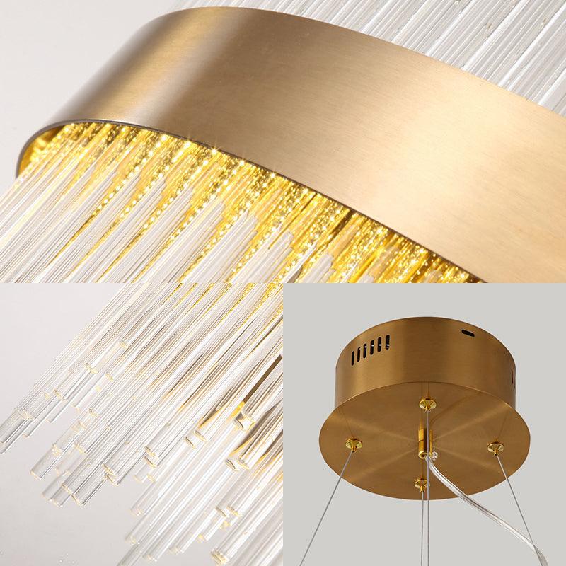 Adjustable Crystal Wavy Icicle Chandelier Lamp Simple 23.5" W LED Gold Ceiling Light Fixture - Rebooters