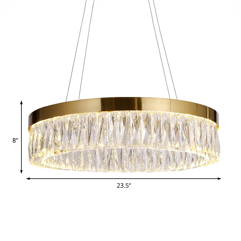 23.5"/31.5" Dia Simple Ring Ribbed Crystal Pendant Chandelier - Rebooters