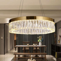 23.5"/31.5" Dia Simple Ring Ribbed Crystal Pendant Chandelier - Rebooters