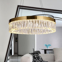 23.5"/31.5" Dia Simple Ring Ribbed Crystal Pendant Chandelier - Rebooters