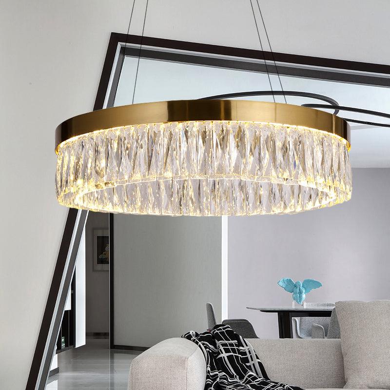 23.5"/31.5" Dia Simple Ring Ribbed Crystal Pendant Chandelier - Rebooters