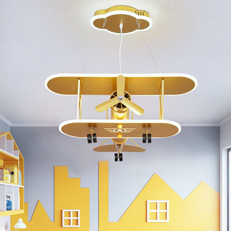 Airplane Acrylic LED Ceiling Lighting Childrens Yellow Chandelier - Rebooters