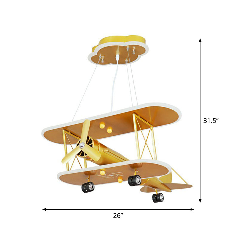 Airplane Acrylic LED Ceiling Lighting Childrens Yellow Chandelier - Rebooters