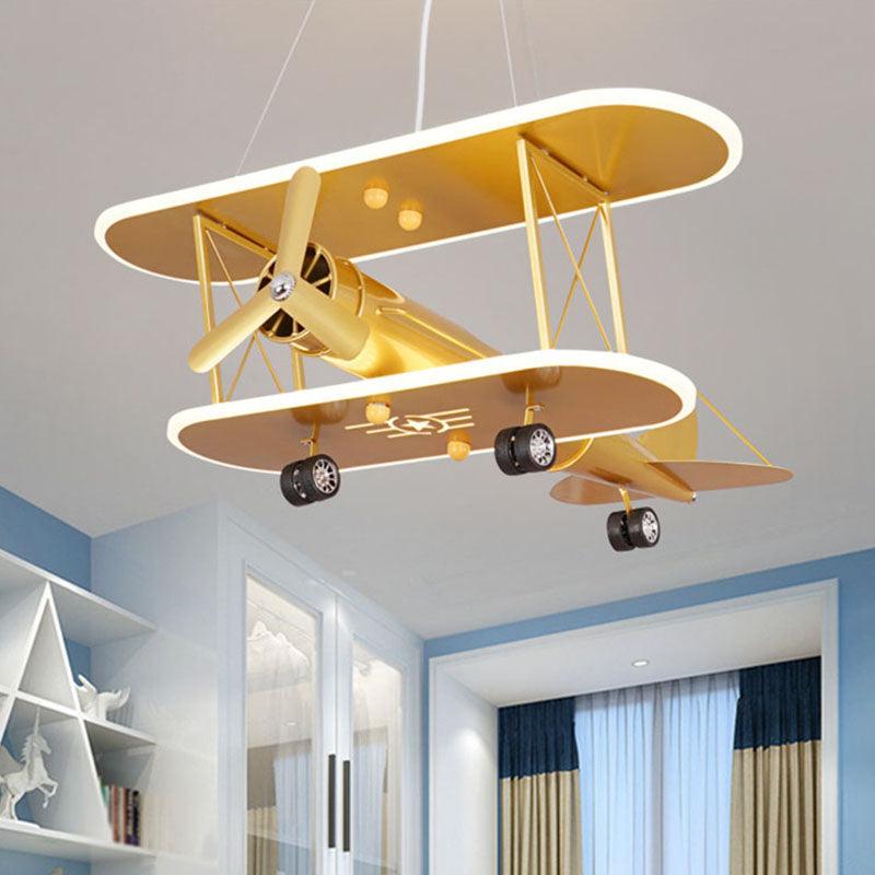Airplane Acrylic LED Ceiling Lighting Childrens Yellow Chandelier - Rebooters
