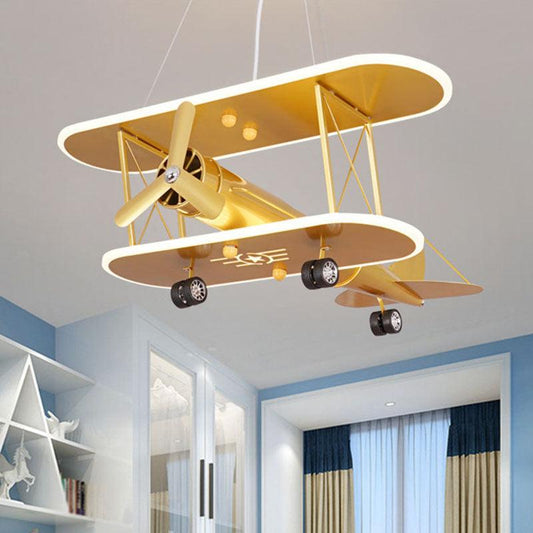Airplane Acrylic LED Ceiling Lighting Childrens Yellow Chandelier - Rebooters
