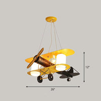 Aircraft Chandelier Pendant Light Cartoon Metallic Yellow LED Ceiling Light - Rebooters