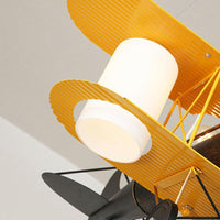Aircraft Chandelier Pendant Light Cartoon Metallic Yellow LED Ceiling Light - Rebooters