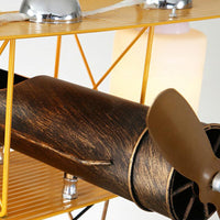 Aircraft Chandelier Pendant Light Cartoon Metallic Yellow LED Ceiling Light - Rebooters