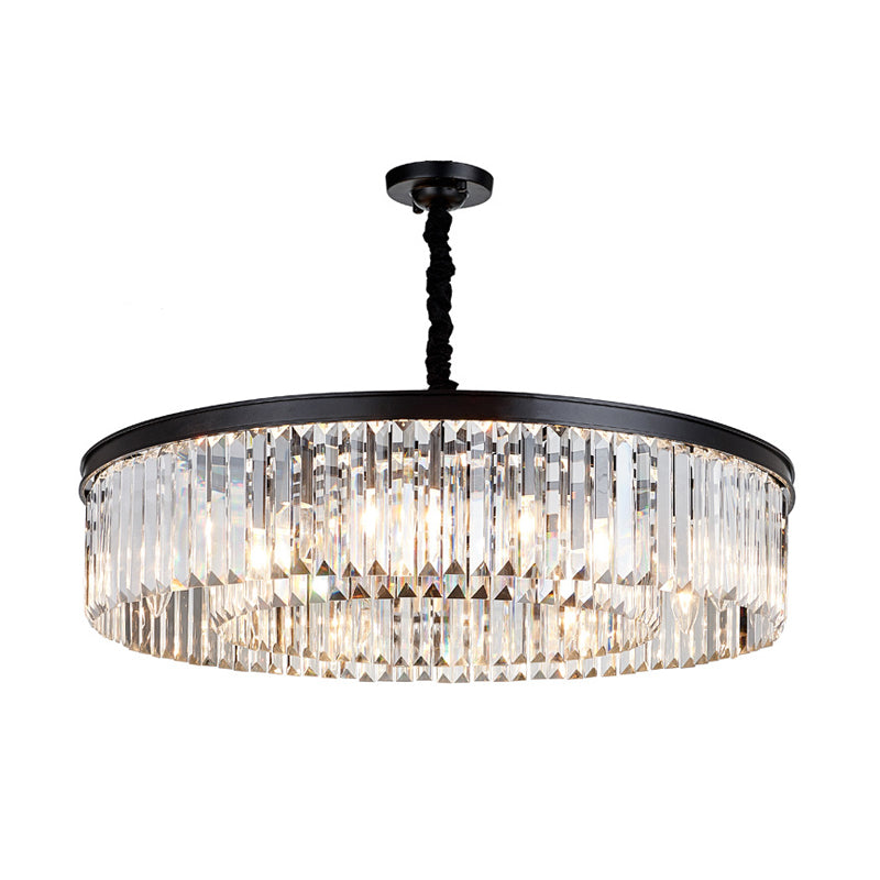 16"/23.5"/31.5" Dia Round Crystal Chandelier Black Flush Mount Light - Rebooters