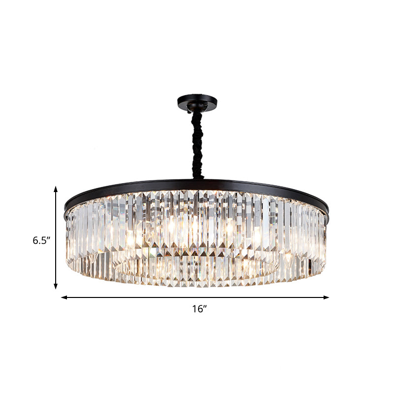 16"/23.5"/31.5" Dia Round Crystal Chandelier Black Flush Mount Light - Rebooters