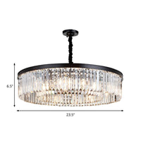 16"/23.5"/31.5" Dia Round Crystal Chandelier Black Flush Mount Light - Rebooters