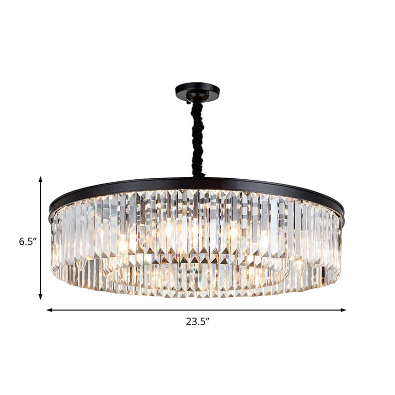 16"/23.5"/31.5" Dia Round Crystal Chandelier Black Flush Mount Light - Rebooters