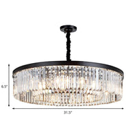 16"/23.5"/31.5" Dia Round Crystal Chandelier Black Flush Mount Light - Rebooters