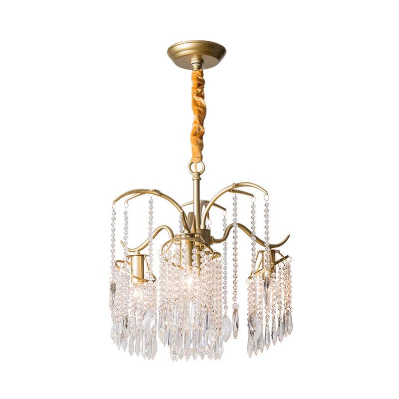 Beaded Crystal Chandelier Contemporary 3/7 Lights Brass Pendant - Rebooters