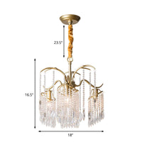 Beaded Crystal Chandelier Contemporary 3/7 Lights Brass Pendant - Rebooters