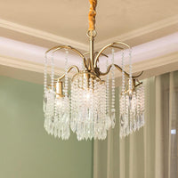 Beaded Crystal Chandelier Contemporary 3/7 Lights Brass Pendant - Rebooters