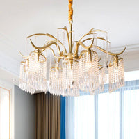 Beaded Crystal Chandelier Contemporary 3/7 Lights Brass Pendant - Rebooters