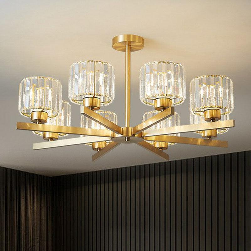 Beveled Crystal Prism Sputnik Suspension Light Modern Golden Chandelier - Rebooters