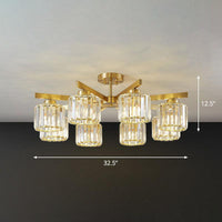 Beveled Crystal Prism Sputnik Suspension Light Modern Golden Chandelier - Rebooters