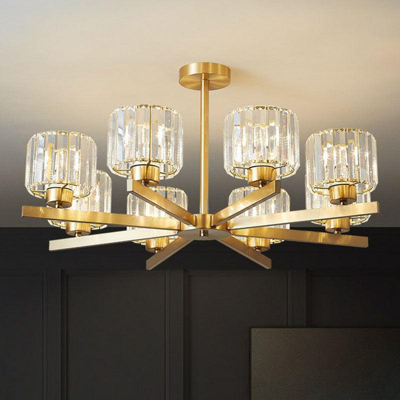 Beveled Crystal Prism Sputnik Suspension Light Modern Golden Chandelier - Rebooters
