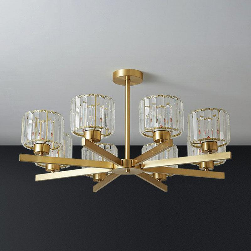 Beveled Crystal Prism Sputnik Suspension Light Modern Golden Chandelier - Rebooters