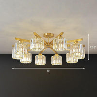 Beveled Crystal Prism Sputnik Suspension Light Modern Golden Chandelier - Rebooters