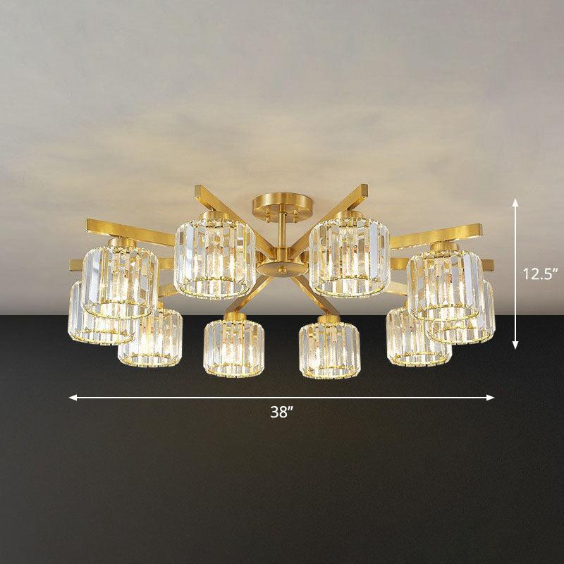 Beveled Crystal Prism Sputnik Suspension Light Modern Golden Chandelier - Rebooters