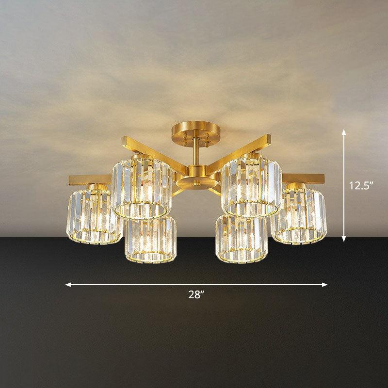 Beveled Crystal Prism Sputnik Suspension Light Modern Golden Chandelier - Rebooters