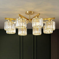 Beveled Crystal Prism Sputnik Suspension Light Modern Golden Chandelier - Rebooters