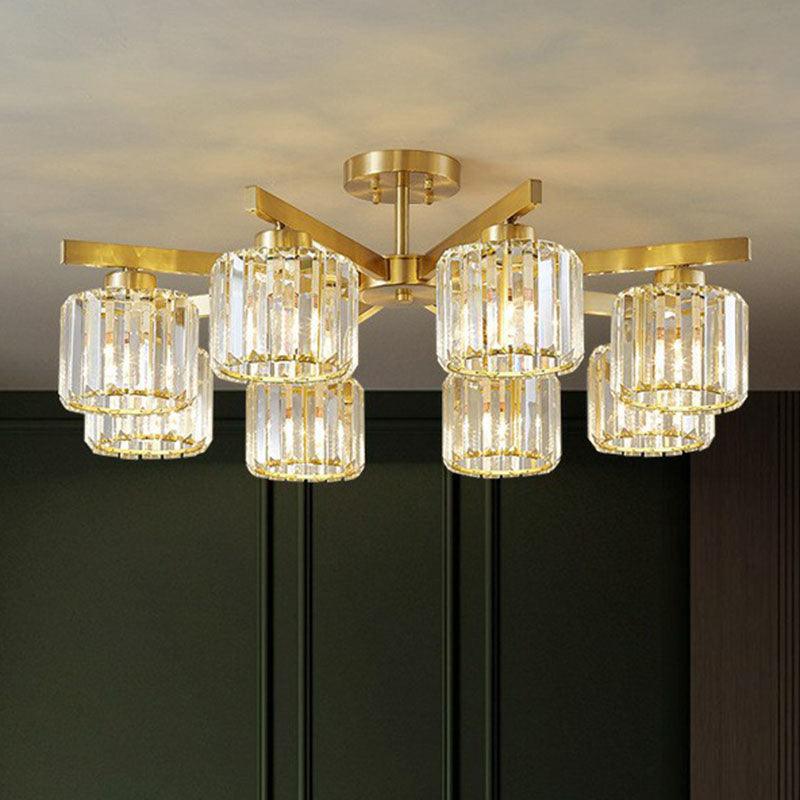 Beveled Crystal Prism Sputnik Suspension Light Modern Golden Chandelier - Rebooters