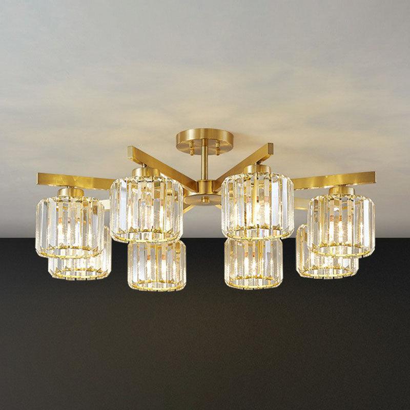 Beveled Crystal Prism Sputnik Suspension Light Modern Golden Chandelier - Rebooters